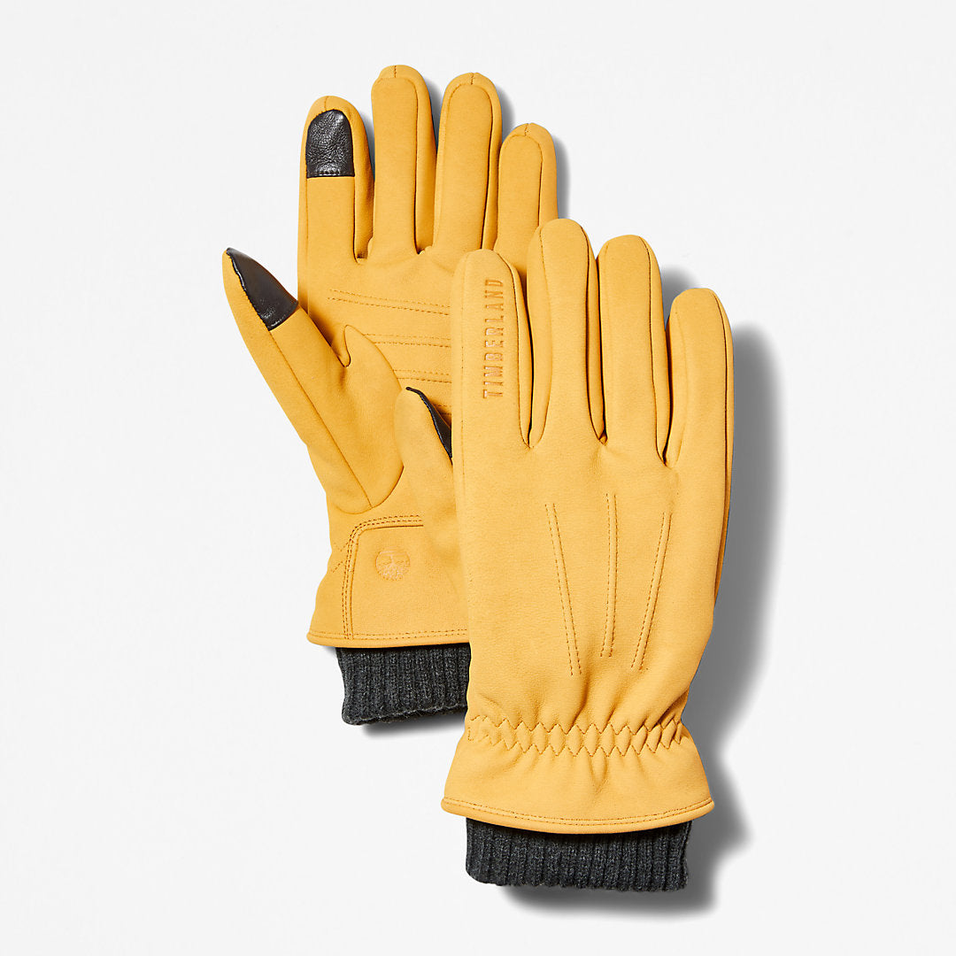 Mens Timberland Knit-cuff Leather Gloves for Men in Yellow