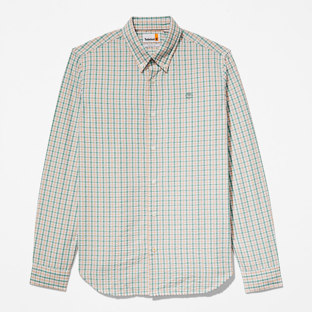 Mens Timberland Seersucker Gingham Shirt for Men in Pink