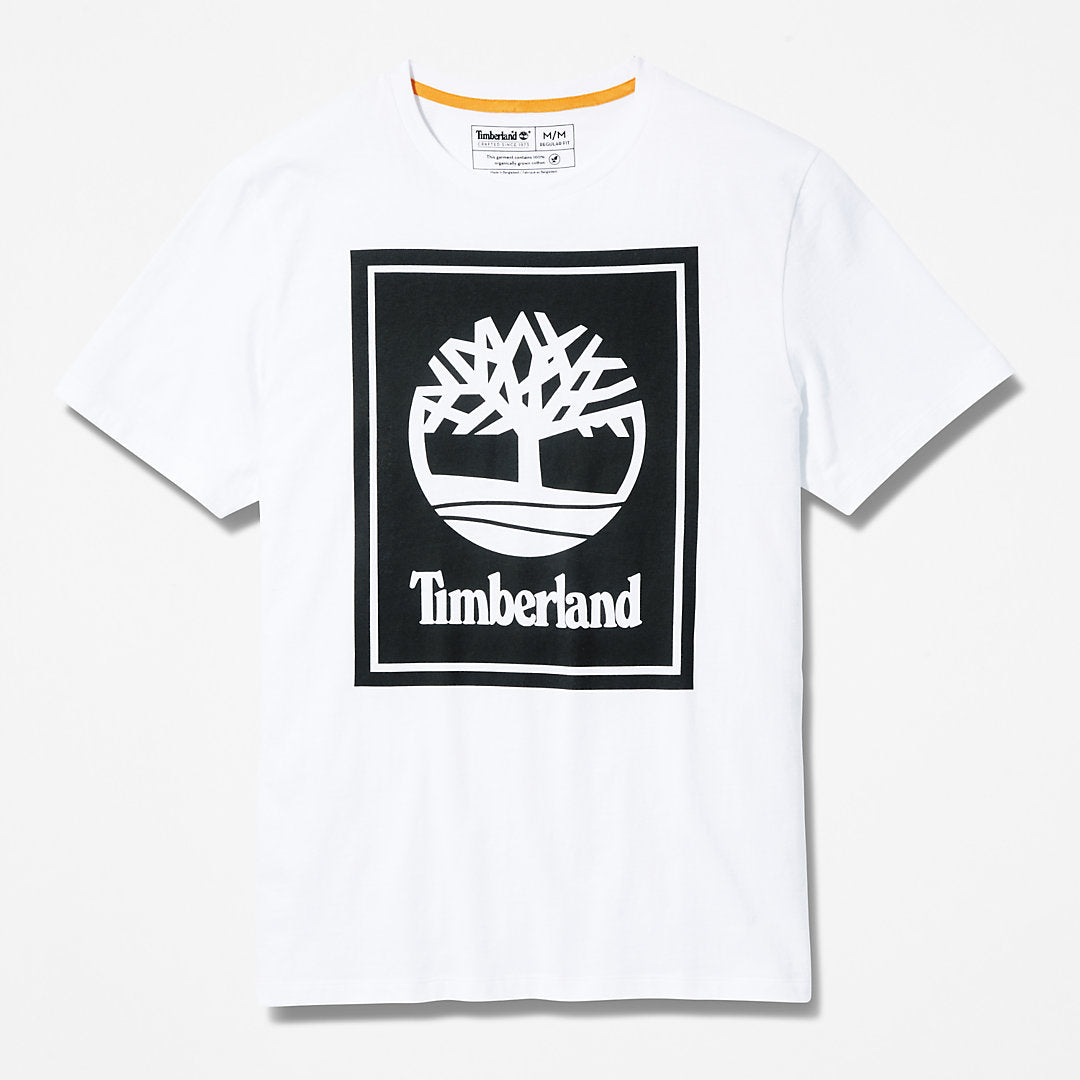 Mens Timberland Stack Logo T-Shirt for Men in White