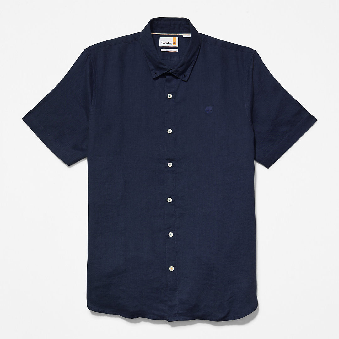 Mens Timberland Mill River Short-sleeve Linen Shirt for Men in Navy