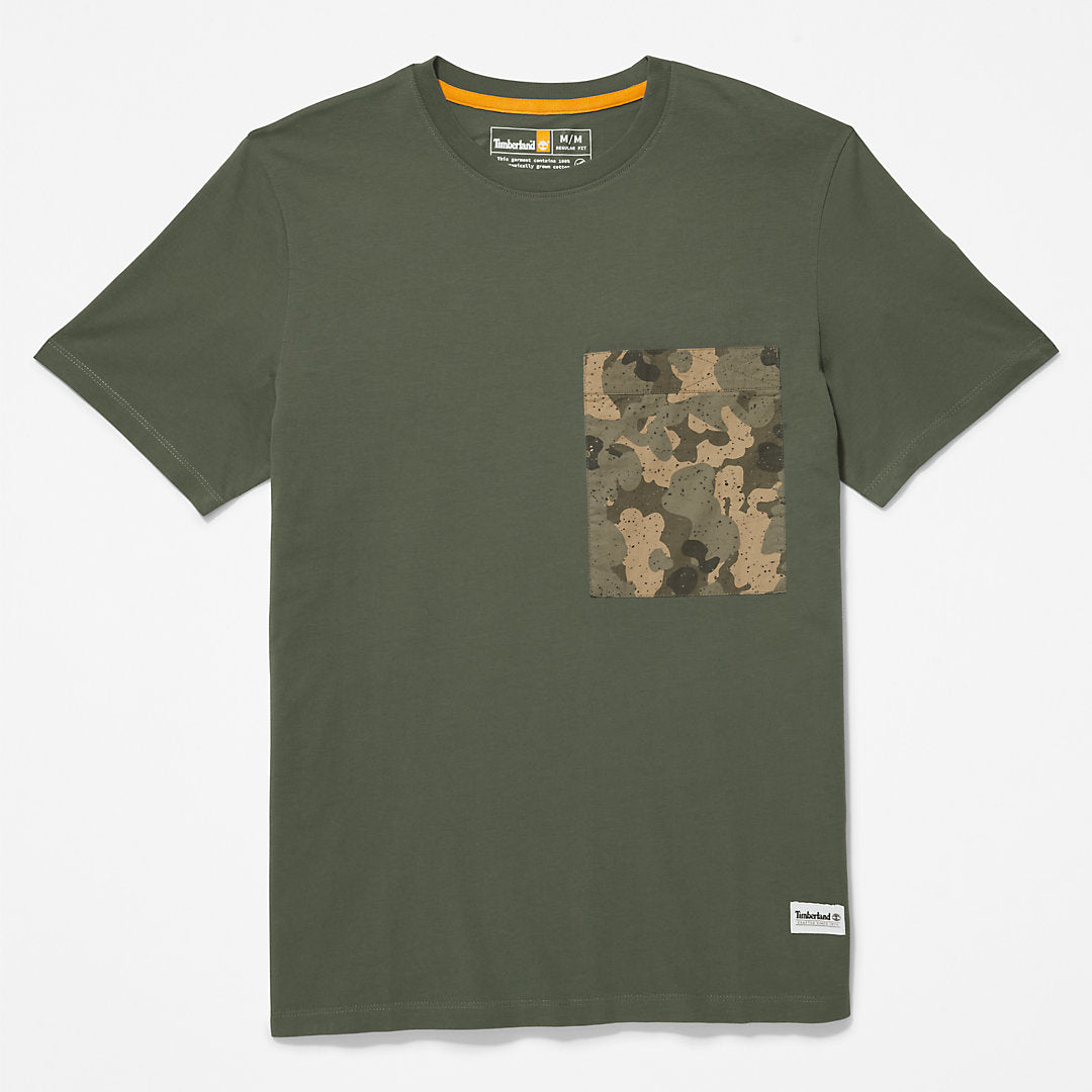 Mens Timberland Outdoor Heritage Camo-Pocket T-Shirt for Men in Dark Green