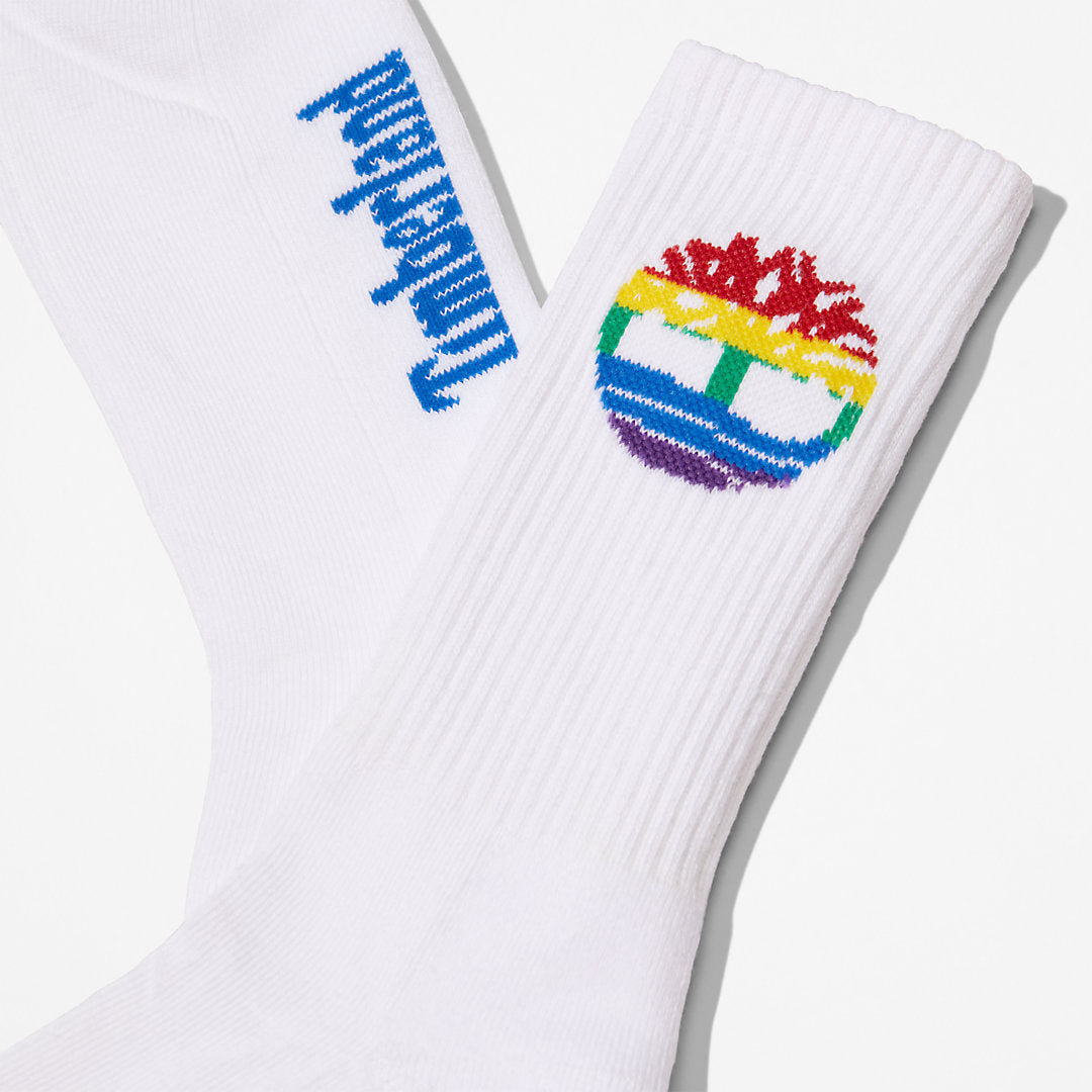 Mens Timberland 2-Pack Pride Crew Socks for Men in White