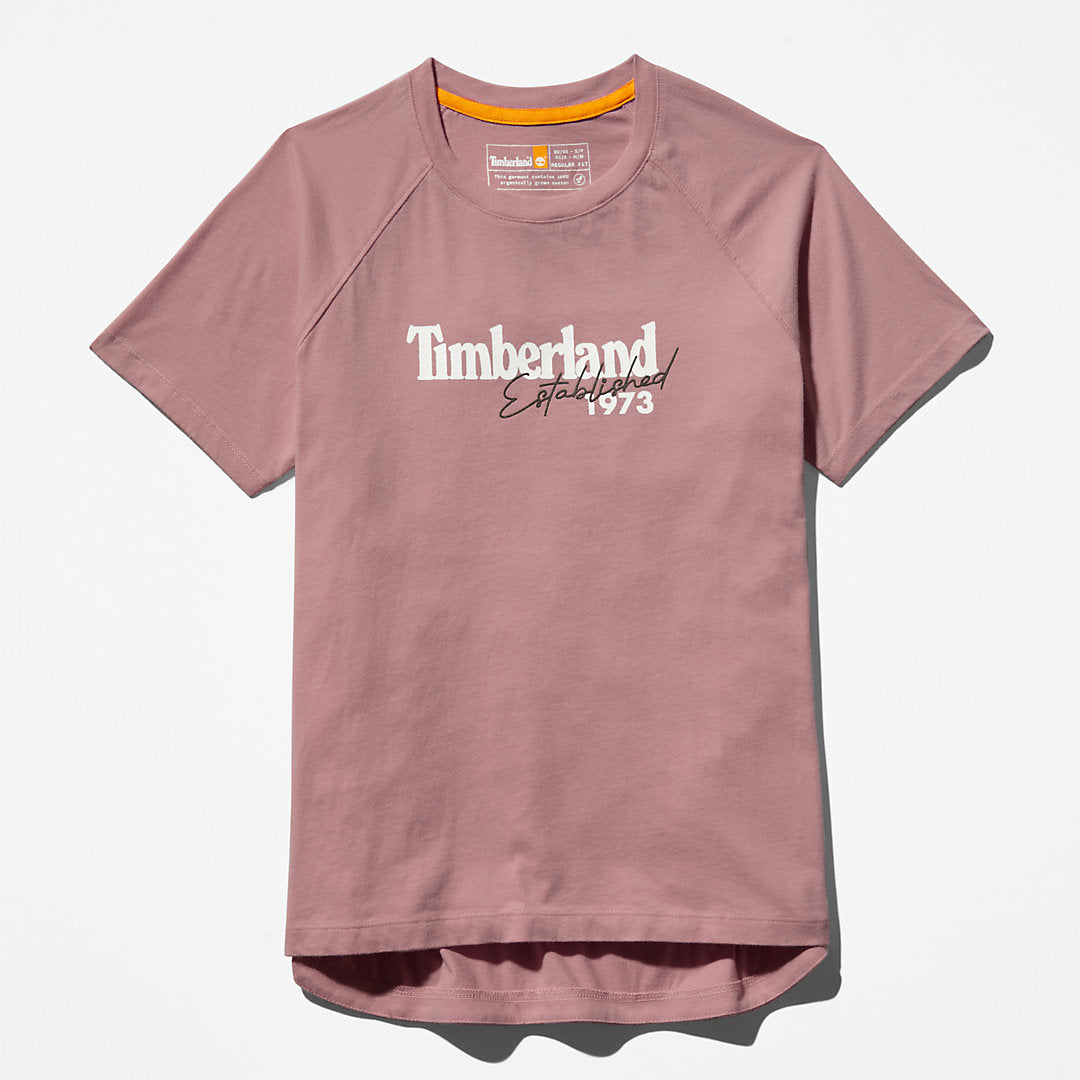 Womens Timberland Raglan-sleeve Logo T-Shirt for Women in Pink