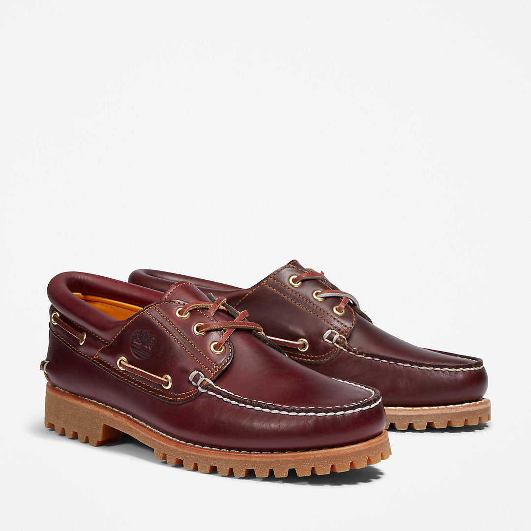 Mens Timberland Timberland® Authentic 3-Eye Boat Shoe for Men in Burgundy