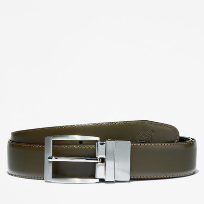 Mens Timberland Reversible Leather Belt for Men in Green/Black