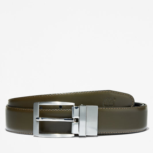 Mens Timberland Reversible Leather Belt for Men in Green/Black