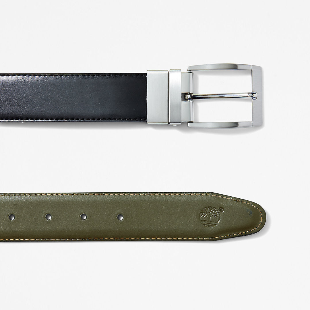 Mens Timberland Reversible Leather Belt for Men in Green/Black