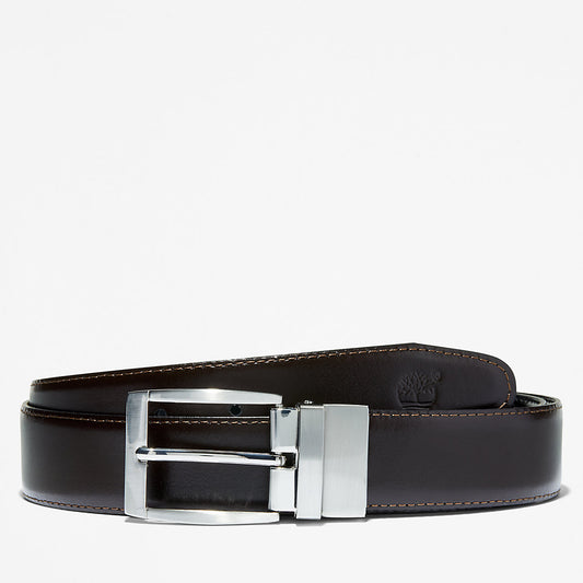 Mens Timberland Reversible Leather Belt for Men in Dark Brown/Black