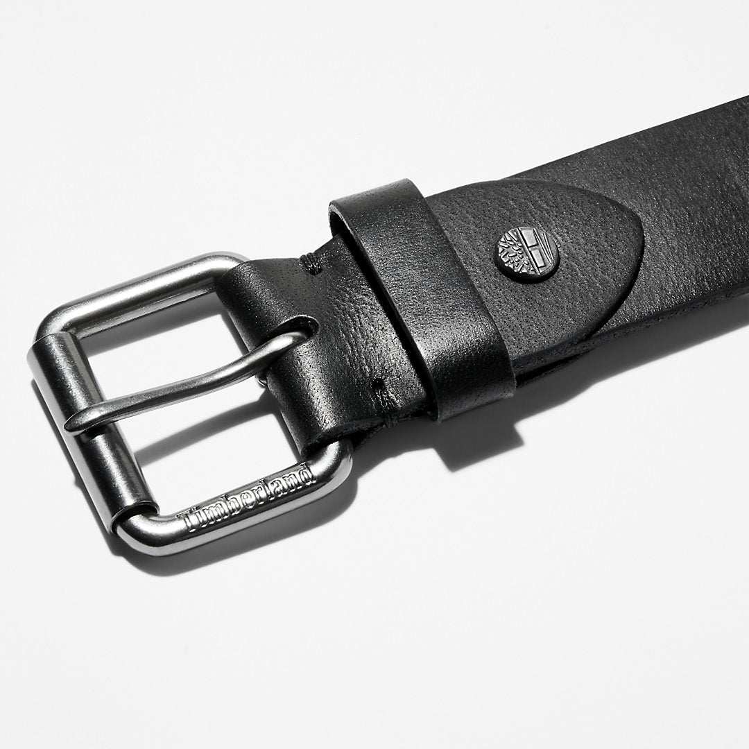 Mens Timberland Roller Buckle Leather Belt for Men in Black