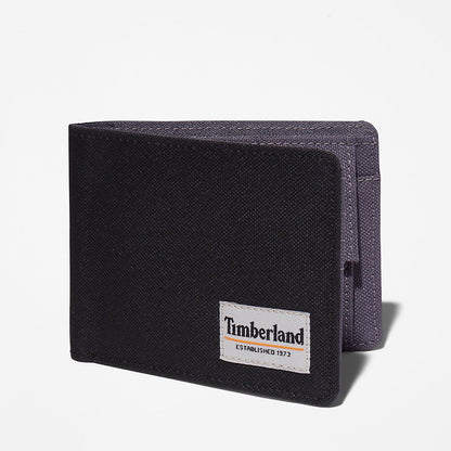 Mens Timberland Halyard Patch Wallet with Coin Pocket for Men in Black