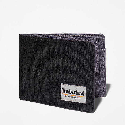 Mens Timberland Halyard Patch Wallet with Coin Pocket for Men in Black