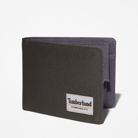Mens Timberland Halyard Patch Wallet with Coin Pocket for Men in Green