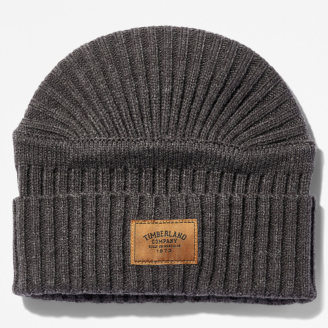Mens Timberland Gulf Beach Ribbed Beanie for Men in Dark Grey