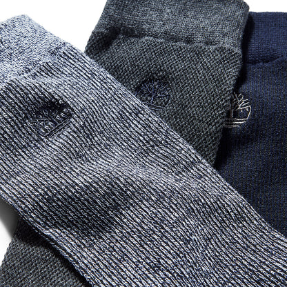 Mens Timberland Three Pair Pack Piqué Crew Socks for Men in Navy