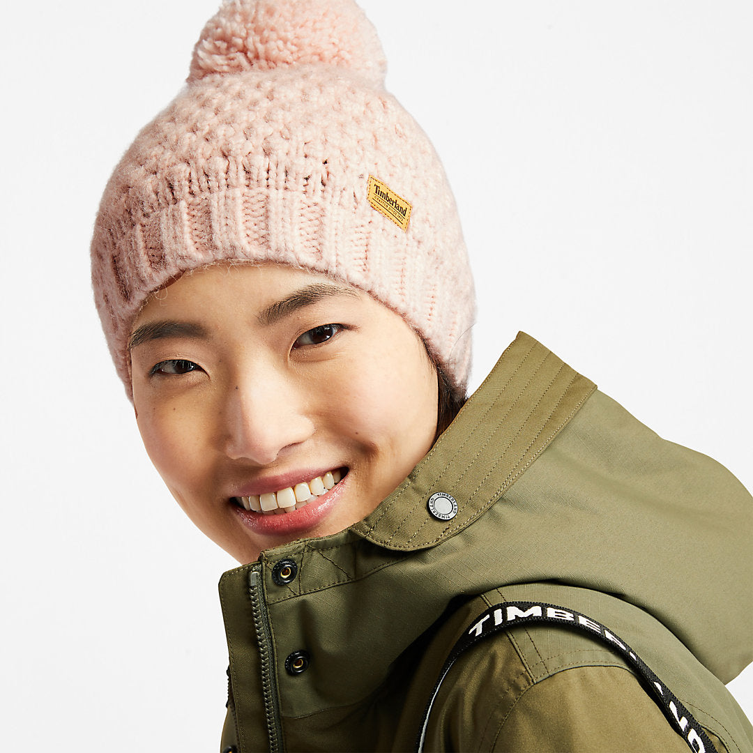 Womens Timberland Autumn Woods Cable Beanie for Women in Light Pink