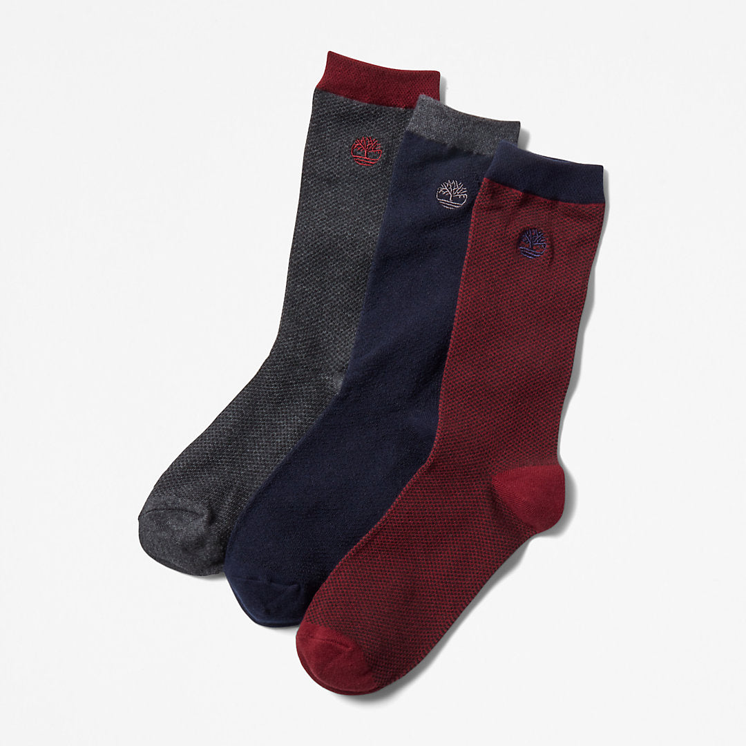 Mens Timberland Three Pair Pique Crew Socks for Men in Blue