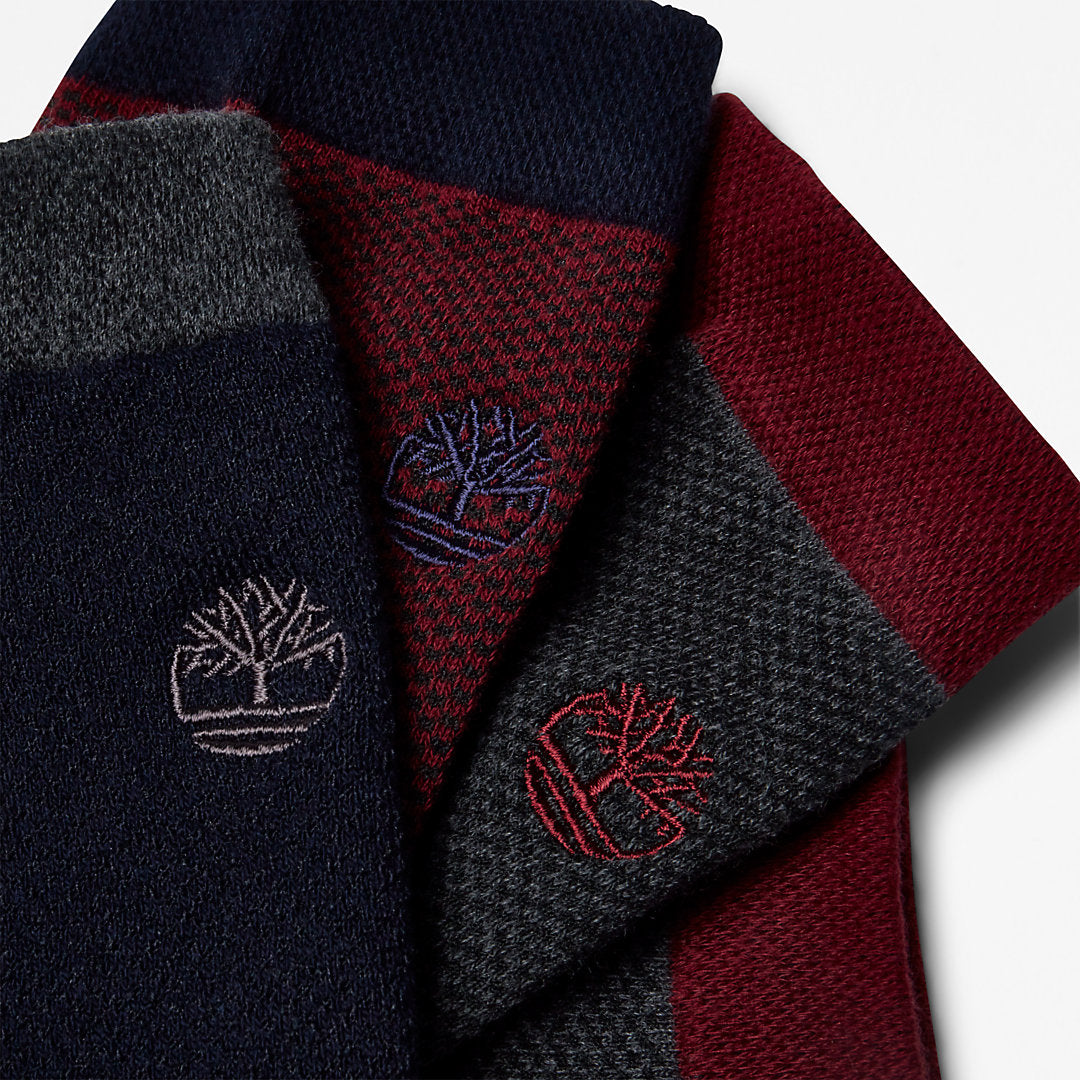 Mens Timberland Three Pair Pique Crew Socks for Men in Blue