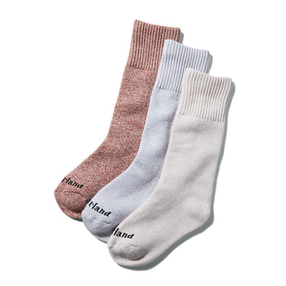 Womens Timberland Three Pack Marled Crew Socks Gift Box for Women in Pink