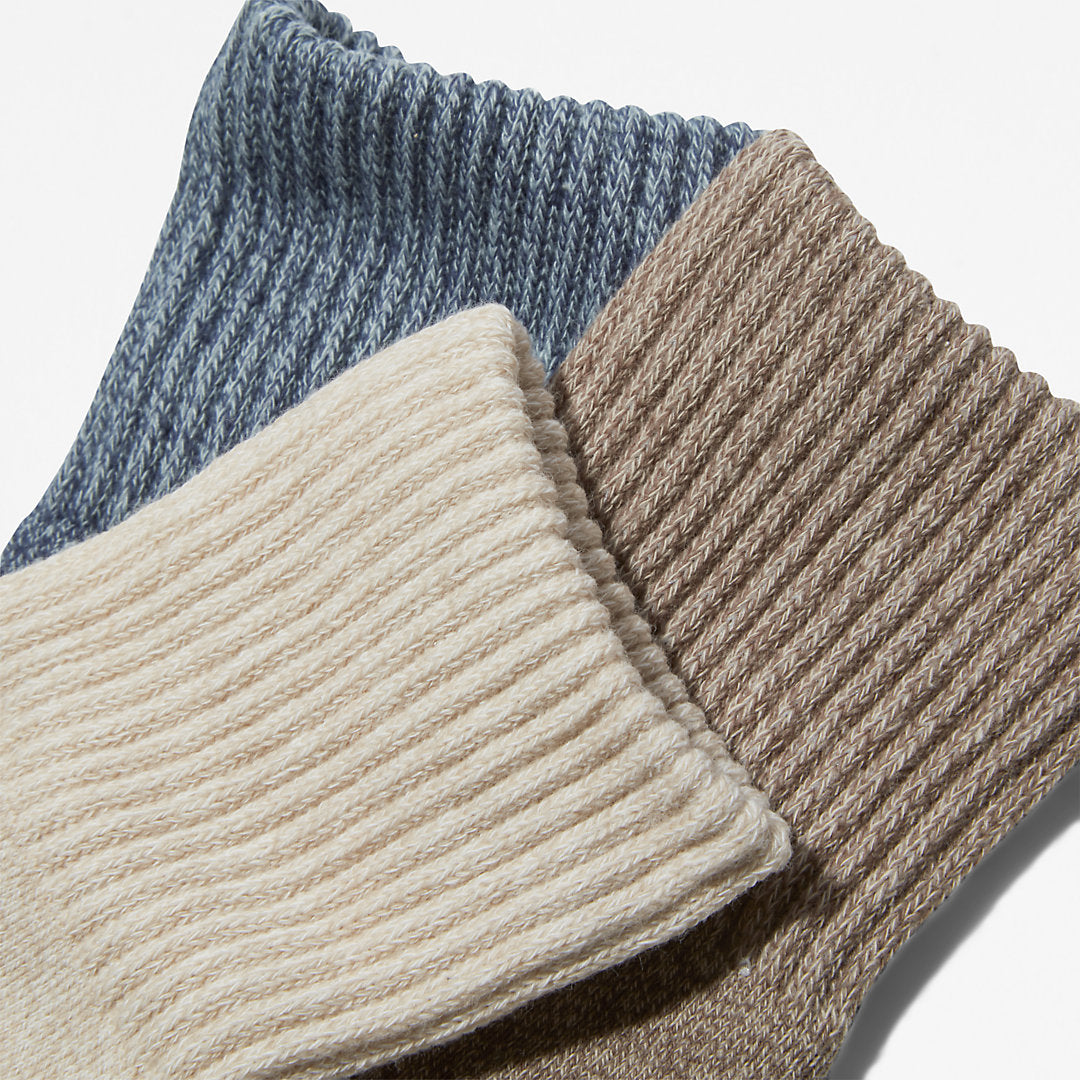 Womens Timberland Three Pack Marled Crew Socks Gift Box for Women in Beige