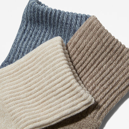 Womens Timberland Three Pack Marled Crew Socks Gift Box for Women in Beige