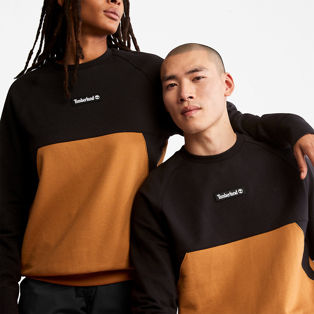 Mens Timberland Cut-and-Sew Sweatshirt for Men in Black