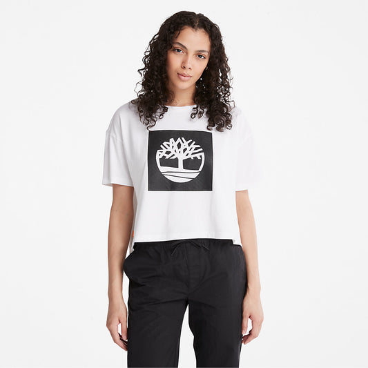 Womens Timberland Cropped Logo T-Shirt for Women in White