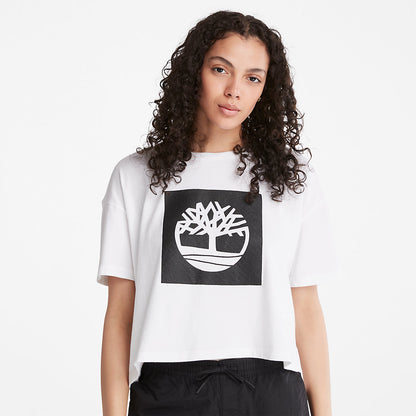 Womens Timberland Cropped Logo T-Shirt for Women in White