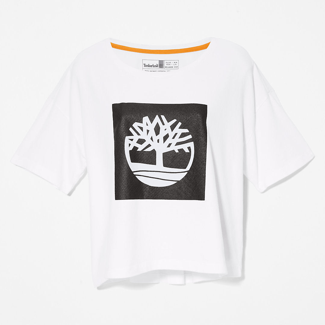 Womens Timberland Cropped Logo T-Shirt for Women in White