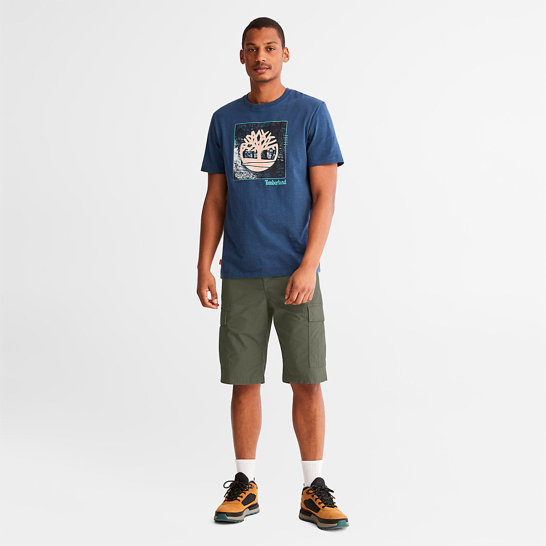 Mens Timberland Poplin Cargo Shorts for Men in Dark Green