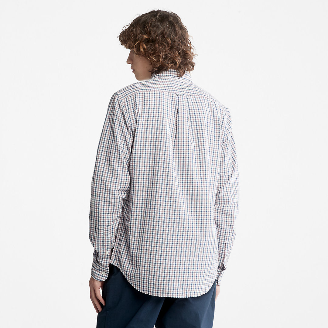 Mens Timberland Seersucker Gingham Shirt for Men in Purple