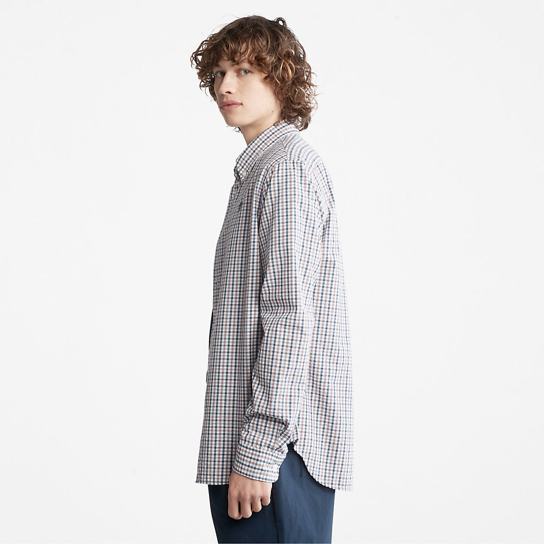 Mens Timberland Seersucker Gingham Shirt for Men in Purple
