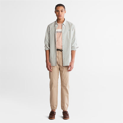 Mens Timberland Seersucker Gingham Shirt for Men in Pink