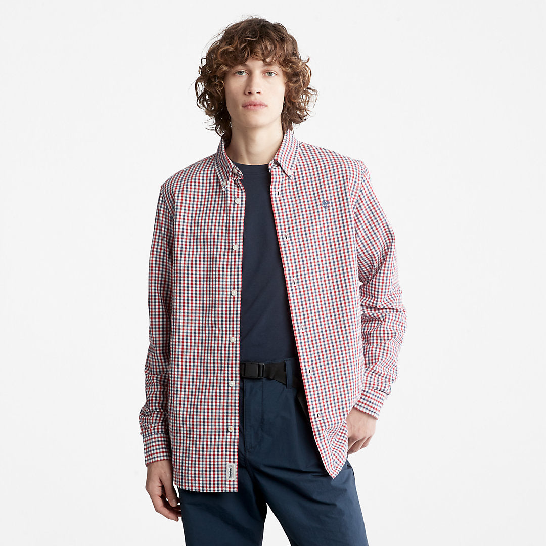 Mens Timberland Seersucker Gingham Shirt for Men in Blue