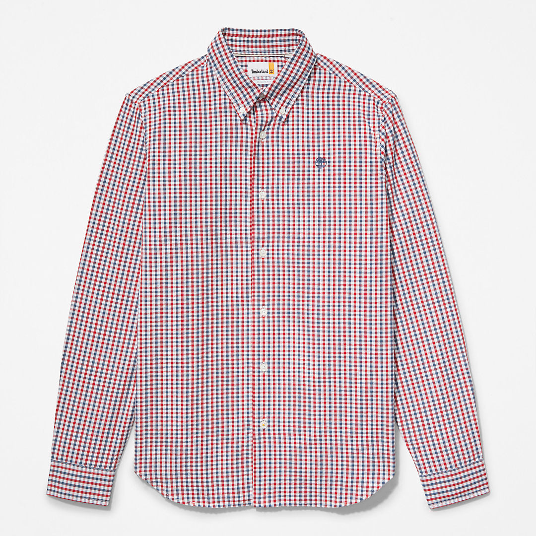 Mens Timberland Seersucker Gingham Shirt for Men in Blue
