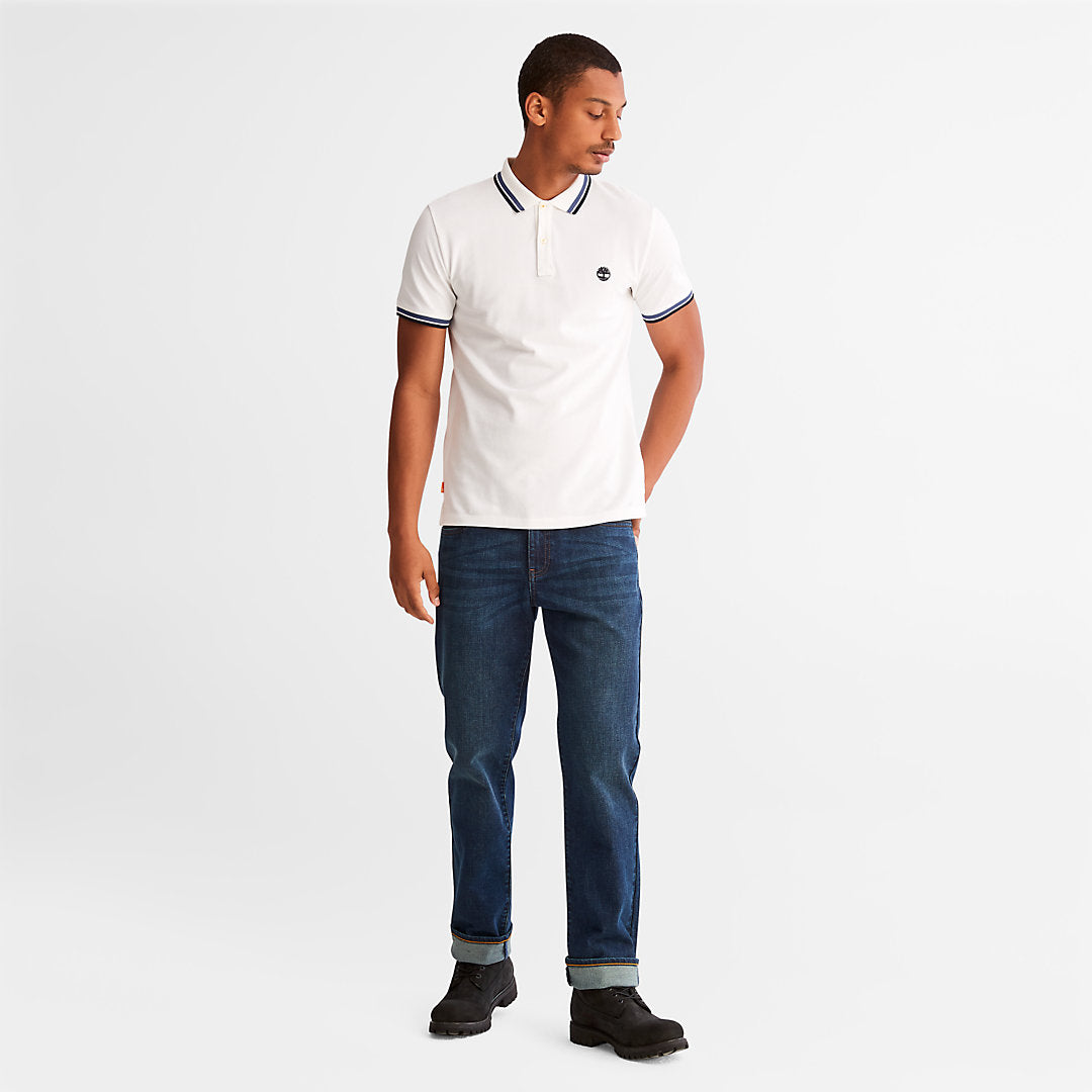 Mens Timberland Millers River Tipped Polo Shirt for Men in White