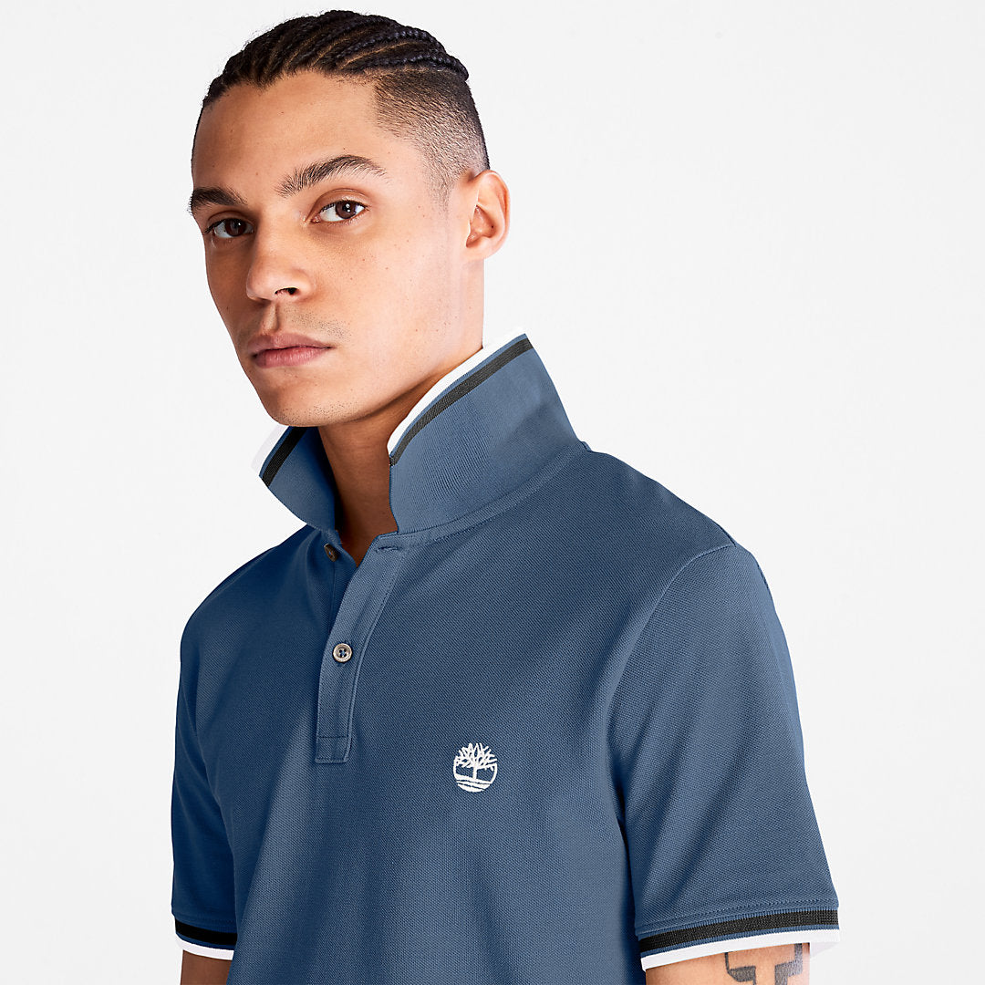 Mens Timberland Millers River Tipped Polo Shirt for Men in Blue