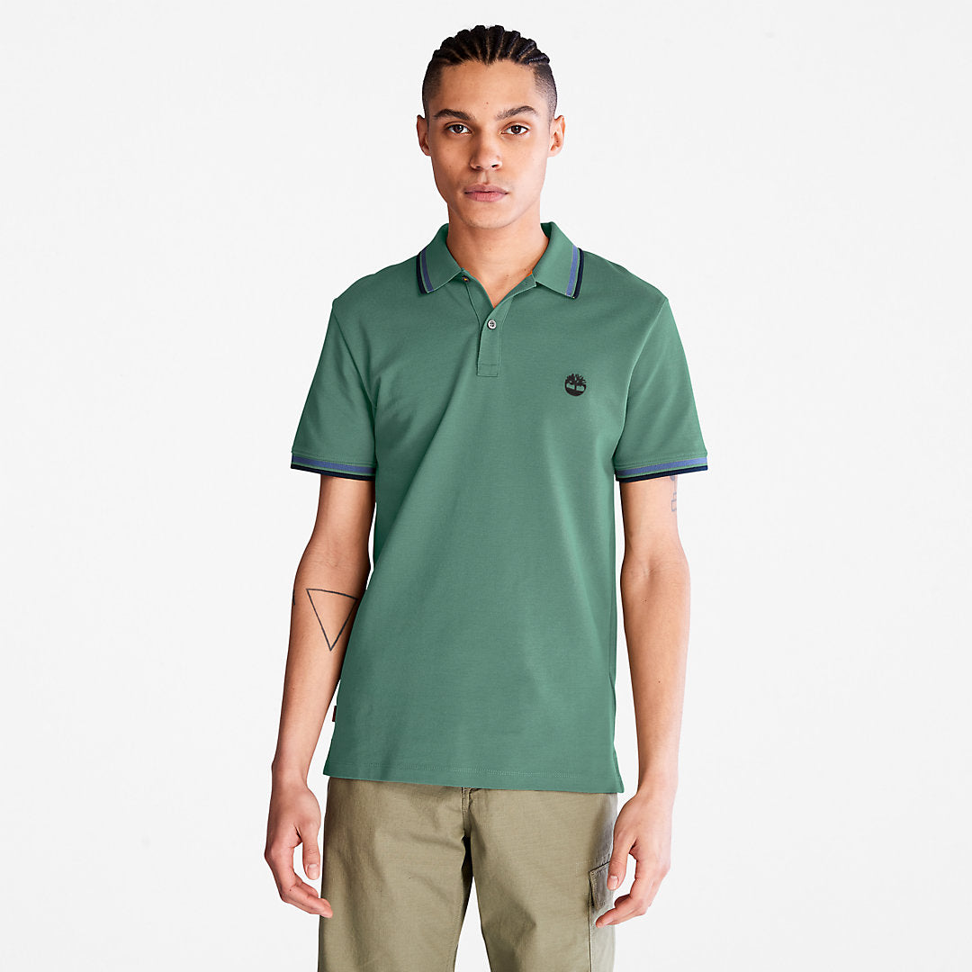 Mens Timberland Millers River Tipped Polo Shirt for Men in Green
