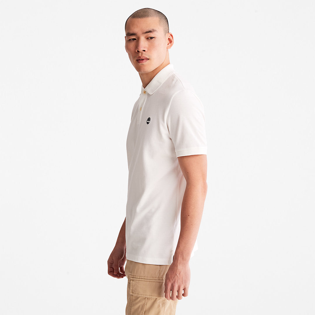Mens Timberland Millers River Pique Polo Shirt for Men in White