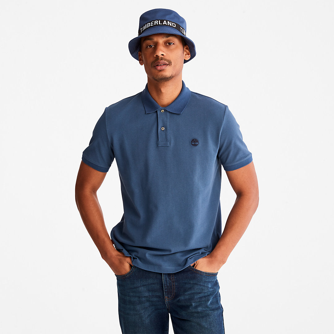 Mens Timberland Millers River Pique Polo Shirt for Men in Blue