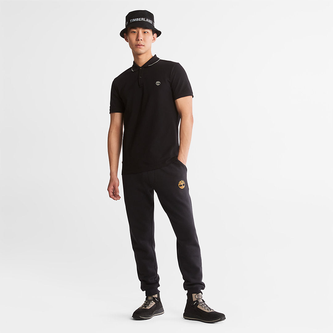 Mens Timberland Millers River Print-Collar Polo Shirt for Men in Black