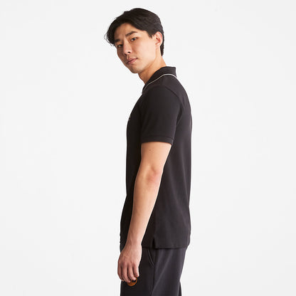 Mens Timberland Millers River Print-Collar Polo Shirt for Men in Black