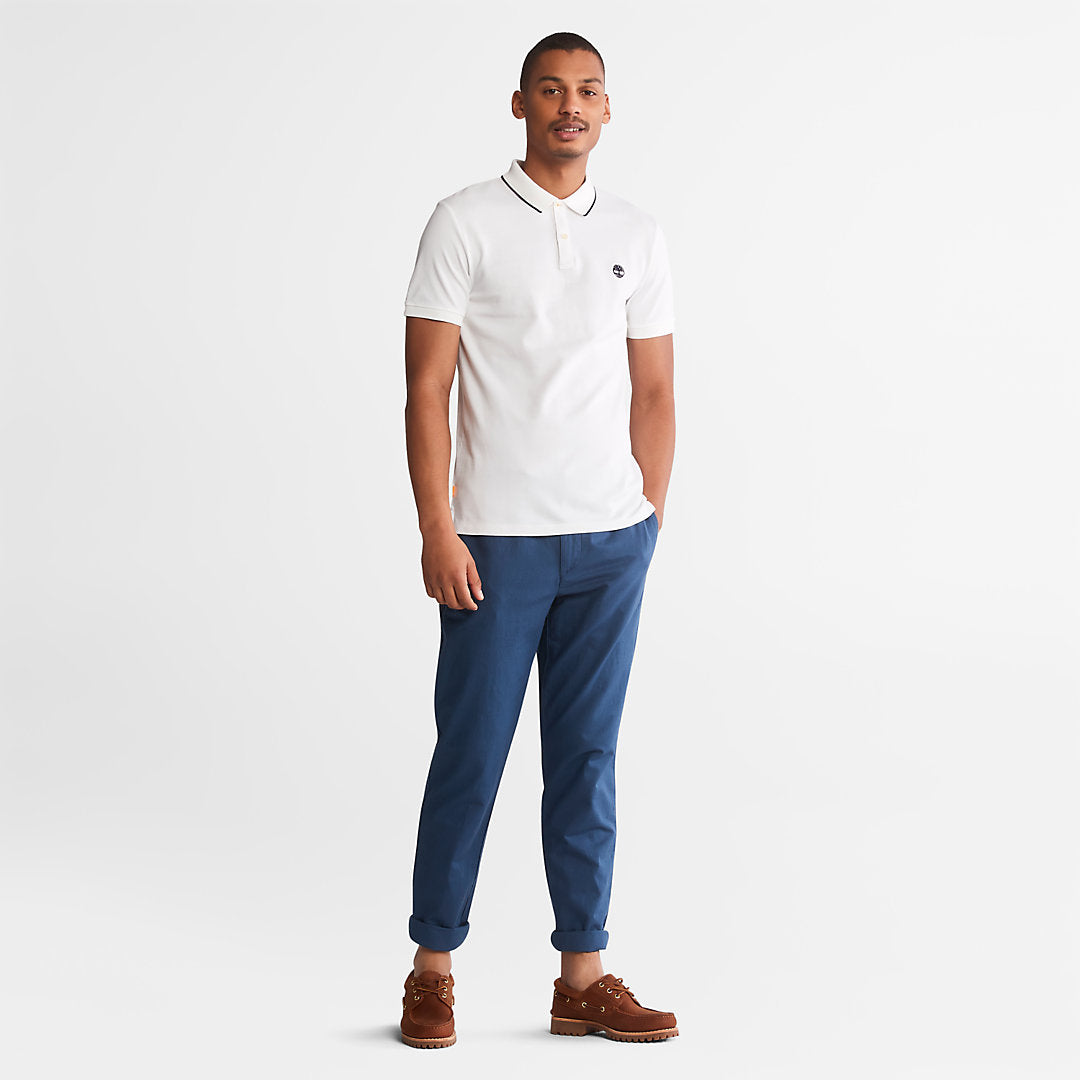 Mens Timberland Millers River Print-Collar Polo Shirt for Men in White