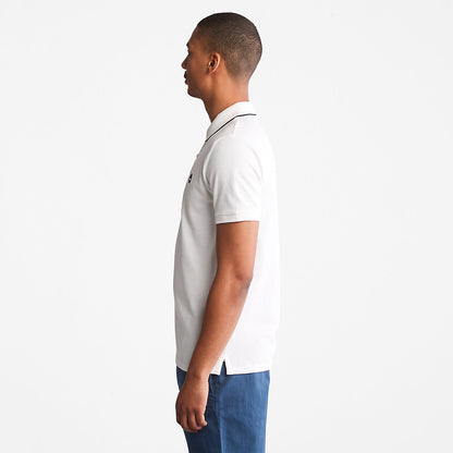 Mens Timberland Millers River Print-Collar Polo Shirt for Men in White