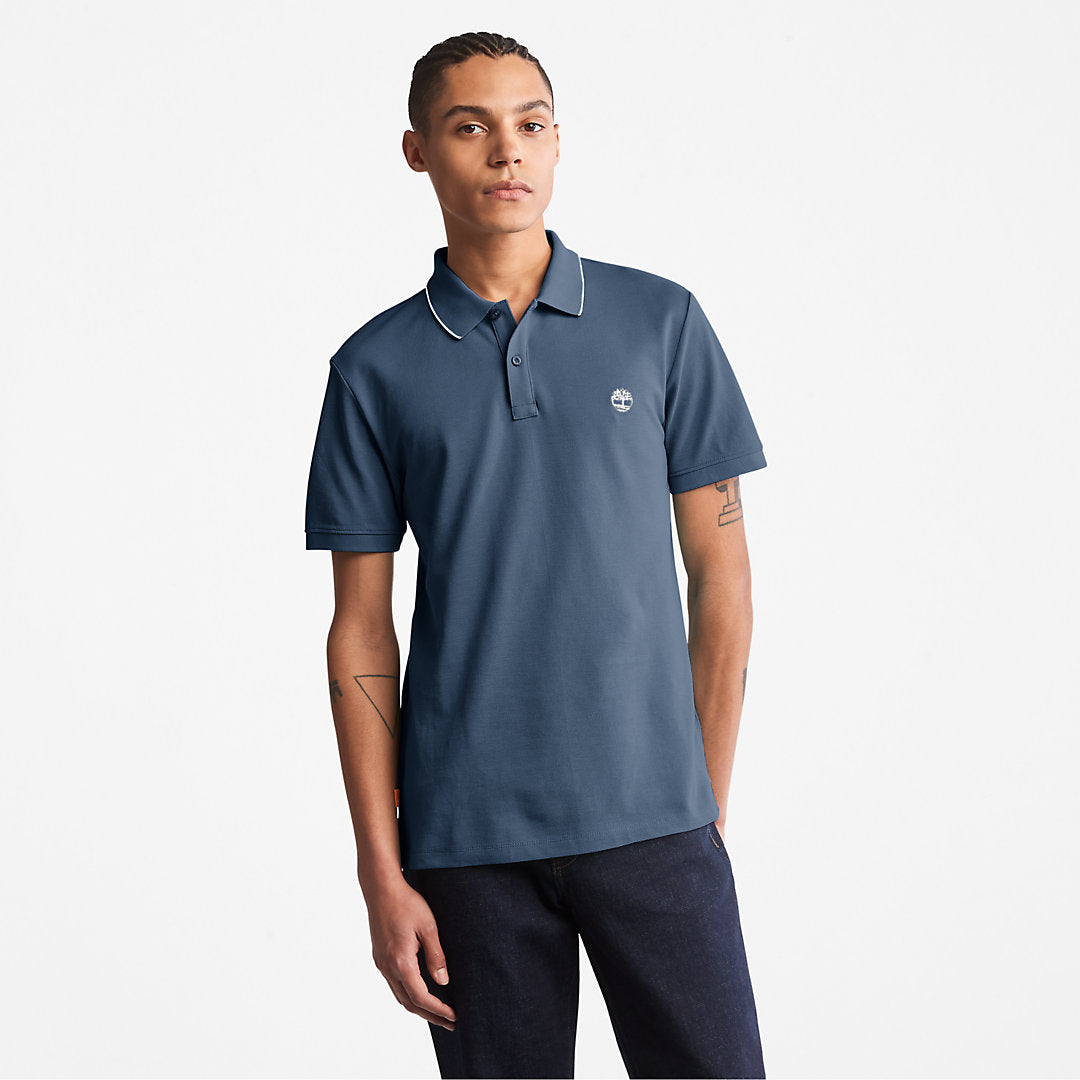Mens Timberland Millers River Print-Collar Polo Shirt for Men in Blue