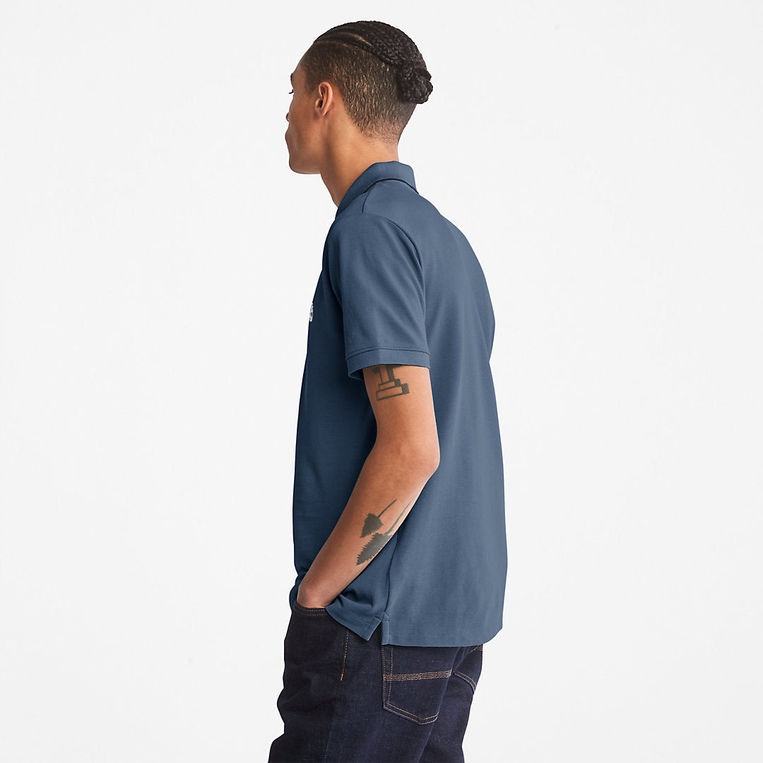 Mens Timberland Millers River Print-Collar Polo Shirt for Men in Blue