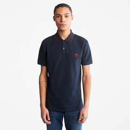 Mens Timberland Millers River Print-Collar Polo Shirt for Men in Navy