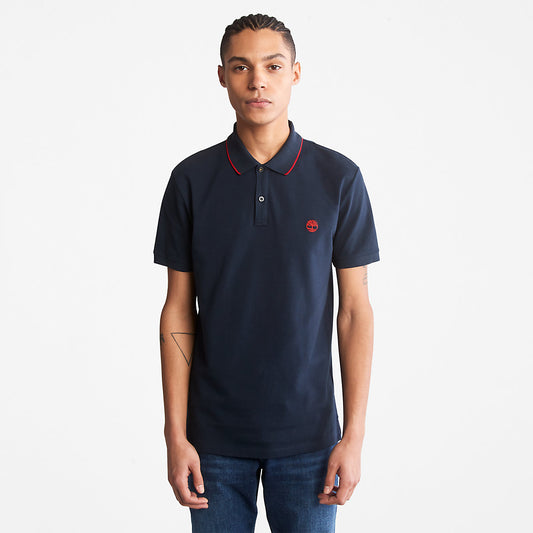 Mens Timberland Millers River Print-Collar Polo Shirt for Men in Navy