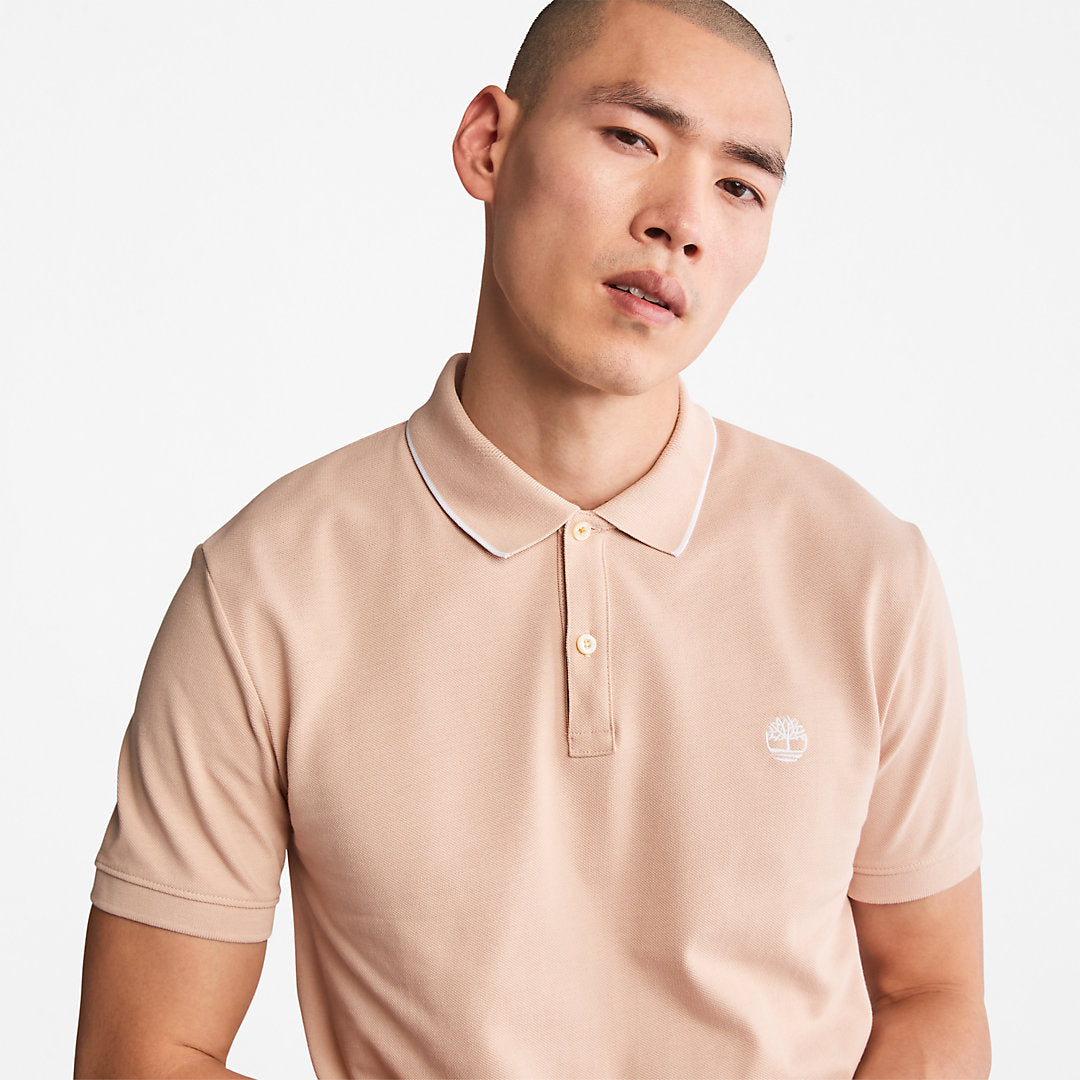 Mens Timberland Millers River Print-Collar Polo Shirt for Men in Light Pink