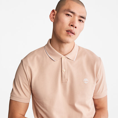 Mens Timberland Millers River Print-Collar Polo Shirt for Men in Light Pink
