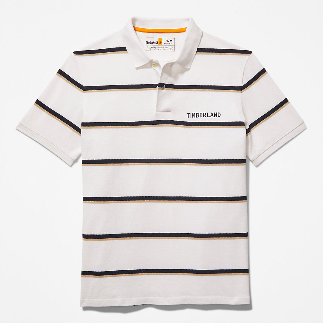 Mens Timberland Zealand River Striped Polo Shirt for Men in White